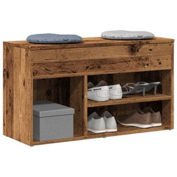 Vidaxl Klupa s prostorom za odlaganje cipela, antikno drvo, 80x30x45 cm