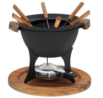 Kela COUNTRY 11-dijelni fondue set od lijevanog željeza i drva