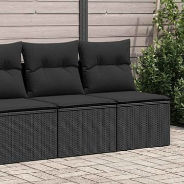 Vidaxl 2-dijelni set sofa s jastucima, crni, poli ratan i akacija