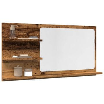 Vidaxl Kupaonski ormarić s ogledalom, antikno drvo, 90x11x45 cm