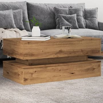 Vidaxl Klub stolić s LED rasvjetom, Artisan hrast, 90x50x40 cm