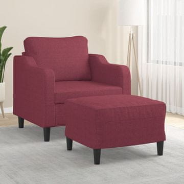 Vidaxl Fotelja s podnožjem, vinsko crvena, 60 cm, presvučena tkaninom