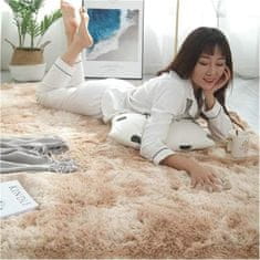 HOME & MARKER® Mekani pahuljasti tepih 160×60 cm, protuklizna podloga, periv u perilici – idealan za dnevnu i spavaću sobu | TEPIFINKO, bež