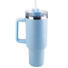 HOME & MARKER® Termo šalica 1200 ml, 48 h hladno / 7 h toplo, 100% bez curenja, nehrđajući čelik s ručkom i slamkom | HIPYSIP, plava