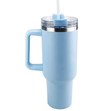 HOME & MARKER® Termo šalica 1200 ml, 48 h hladno / 7 h toplo, 100% bez curenja, nehrđajući čelik s ručkom i slamkom | HIPYSIP