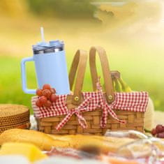 HOME & MARKER® Termo šalica 1200 ml, 48 h hladno / 7 h toplo, 100% bez curenja, nehrđajući čelik s ručkom i slamkom | HIPYSIP, plava