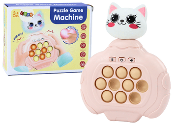 slomart Pop-It dexterity game with Kitten LEAN TOYS - vibrations, pink