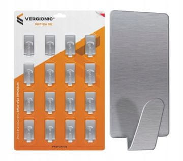 Vergionic Samoljepljive vješalice, 16 komada, srebrni aluminij