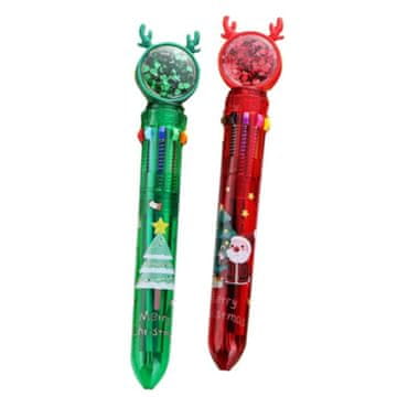 JOJOY® Višebojna božićna olovka 10 u 1, set 2 kom, zelena i crvena, olovka za pisanje i crtanje | RUDYPEN