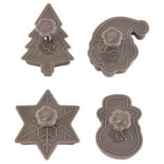 HOME & MARKER® Božićni kalupi za kekse, set 4 kom, rezači za kolače u obliku jelke, snjegovića i Djeda Mraza | XMASCUTS
