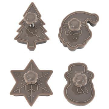 HOME & MARKER® Božićni kalupi za kekse, set 4 kom, rezači za kolače u obliku jelke, snjegovića i Djeda Mraza | XMASCUTS
