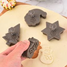 HOME & MARKER® Božićni kalupi za kekse, set 4 kom, rezači za kolače u obliku jelke, snjegovića i Djeda Mraza | XMASCUTS