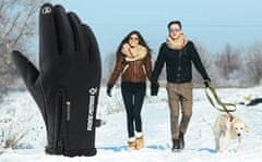 Netscroll Muške vodootporne zimske rukavice s touch screen funkcijom i protukliznim gripom, GoreTex, crne, WinterStar, L
