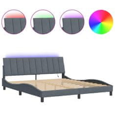 Vidaxl Okvir za krevet s LED rasvjetom tamno sivi 180x200 cm baršun