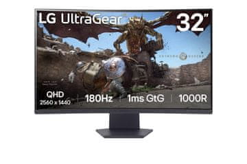 LG 32GS60QC monitor, zakrivljen, 2K, 180 Hz, VA