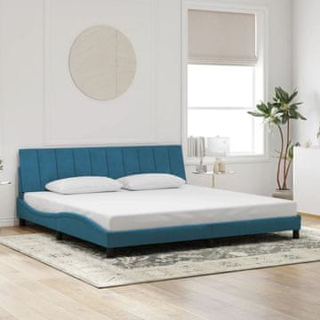 Vidaxl Okvir kreveta s uzglavljem plavi 200x200 cm baršun