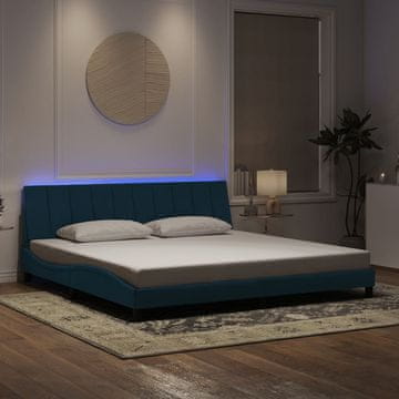 Vidaxl Okvir za krevet s LED svjetlom plavi 200x200 cm baršun