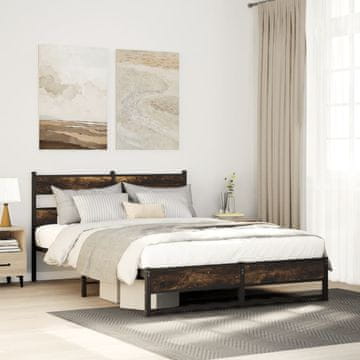 Vidaxl Metalni okvir kreveta bez madraca dimljeni hrast 160x200 cm