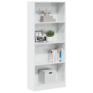 Vidaxl Polica, bijela, sjajna, 60x24x143 cm, materijal na bazi drva
