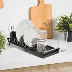 HOME & MARKER® Raztegljiv stalak za sušenje posuđa, kompaktni organizator s drenažom | PLATERACK