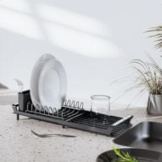 HOME & MARKER® Raztegljiv stalak za sušenje posuđa, kompaktni organizator s drenažom | PLATERACK