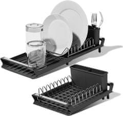 HOME & MARKER® Raztegljiv stalak za sušenje posuđa, kompaktni organizator s drenažom | PLATERACK