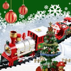 HOME & MARKER® Božićni vlak, električni set s tračnicama, svjetlima i glazbom, za djecu | TRAINMAS