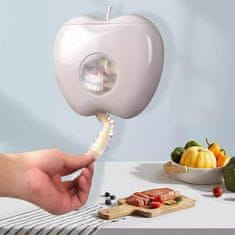 Netscroll Samoljepljivi držač za vrećice za zaštitu hrane, plastična kutija u obliku jabuke, zidni organizator za kuhinju, odličan sa Wraps produktom, BoxWrap