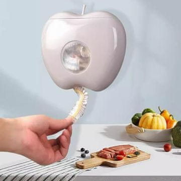 Netscroll Samoljepljivi držač za vrećice za zaštitu hrane, plastična kutija u obliku jabuke, zidni organizator za kuhinju, odličan sa Wraps produktom, BoxWrap