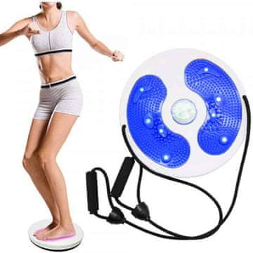 Netscroll Rotirajuća fitness ploča s protukliznom površinom i elastičnim trakama za vježbe struka i ruku, WaistTwist.