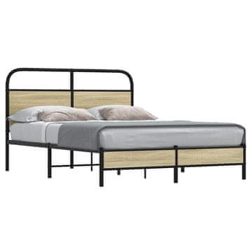 Vidaxl Krevet bez madraca, 135x190 cm, Sonoma hrast