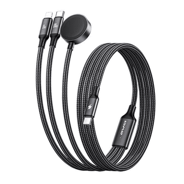 Awei Punjački kabel 3 u 1 W23, 2× USB-C, 5 A, 2 m, crna