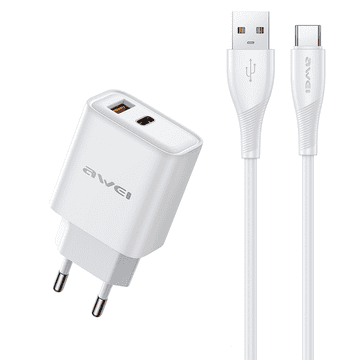 Awei PD81T-EU 22,5W, bijela, punjač s USB-C kabelom