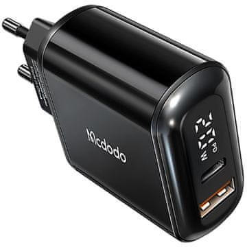 Mcdodo BRZI ZIDNI PUNJAČ ZA TELEFON 2X USB USB-C PD 20W MJERAČ