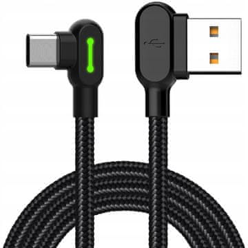 Mcdodo Mcdodo kabel s kutom od 90° usb-c za brzo punjenje, dvostrani usb tip c led, 2m
