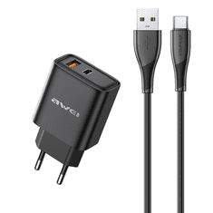 Awei PD81T-EU 22,5W, crna, Punjač s USB-C kabelom 
