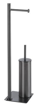 Gedy TRILLY Držač Toaletnog Papira i WC Četke, Kvadratni, Crni Nehrđajući Čelik