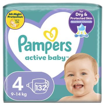 Pampers pelene Active Baby Mega Pack, veličina 4, 132 komada, 9 - 14 kg