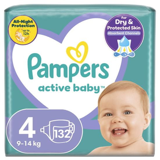 Pampers pelene Active Baby Mega Pack, veličina 4, 132 komada, 9 - 14 kg