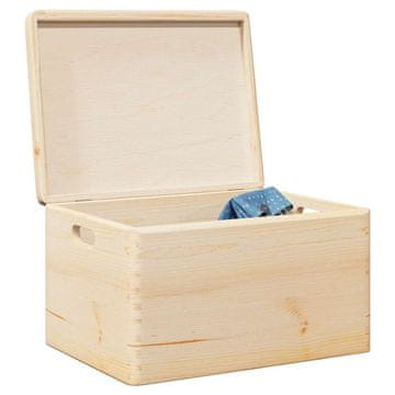 Vidaxl Drvena kutija za pohranu s poklopcem i ručkama, masivno borovo drvo