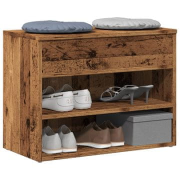 Vidaxl Klupa s prostorom za odlaganje cipela, antikno drvo, 60x30x45 cm