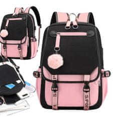 LIVEFY ruksak s USB kabelom Aura 1, ružičasta