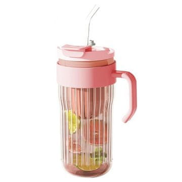 LIVEFY šalica sa slamkom Ribbed 550ml, ružičasta