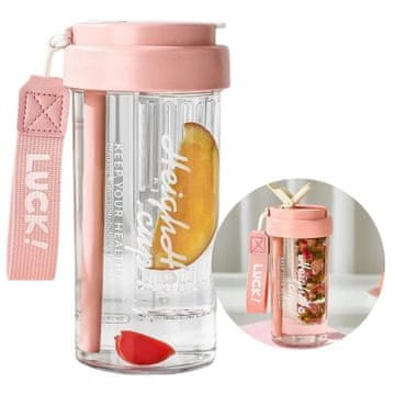 LIVEFY šalica sa slamkom Simple 600ml, ružičasta