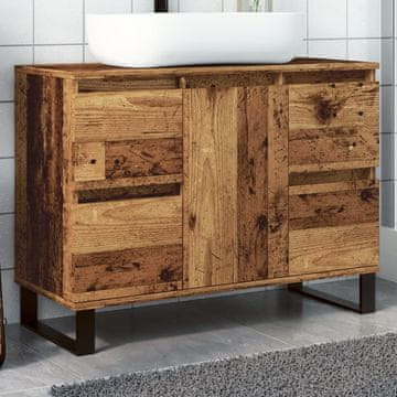 Vidaxl Kupaonski ormarić za umivaonik, antikno drvo, 80x33x60 cm