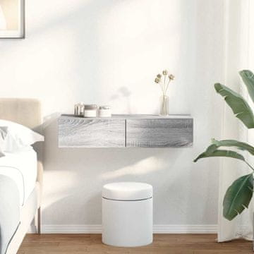 Vidaxl Zidna polica s ladicama, siva sonoma hrast, 80x33x17 cm