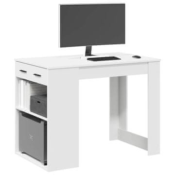 Vidaxl Radni stol s ladicom i policom Bijeli 102x62x77,5 cm