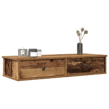 Vidaxl Zidna polica s ladicama, antikno drvo, 100 x 37,5 x 19 cm