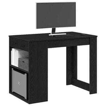 Vidaxl Radni stol s ladicom i policom, crni, 102 x 62 x 77,5 cm