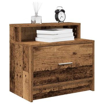 Vidaxl Noćni ormarići s ladicom, 2 kom, antikno drvo, 51x31x47 cm